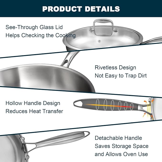 Tri-Ply Stainless Steel Frying Pans Set - Image 5