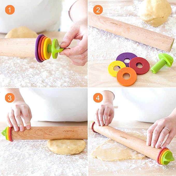 Rolling Pin with Thickness Rings - Image 3