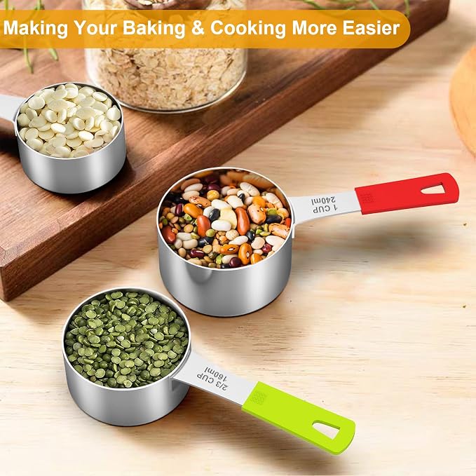 Wildone 8-Piece Measuring Cups Set, Stainless Steel Nesting Measuring Cups - Image 6
