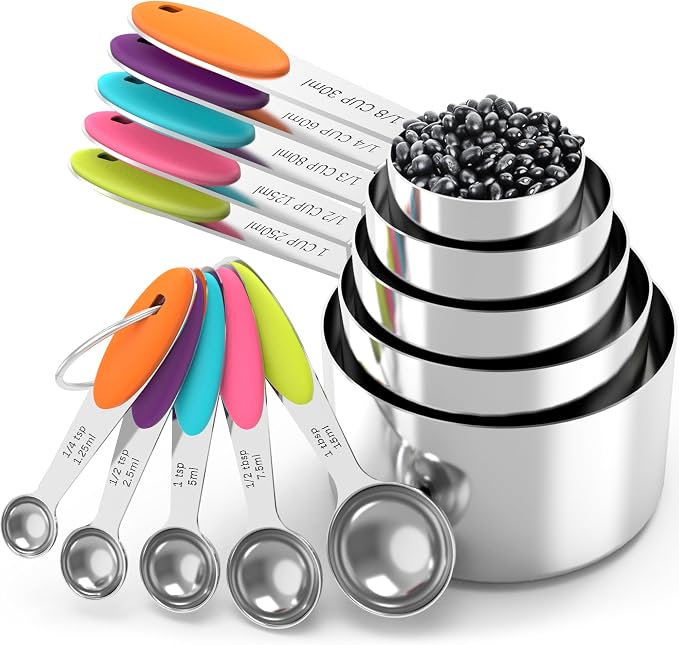 TILUCK Measuring Cups and Spoons Set, Stainless Steel, Kitchen Utensils - Image 7