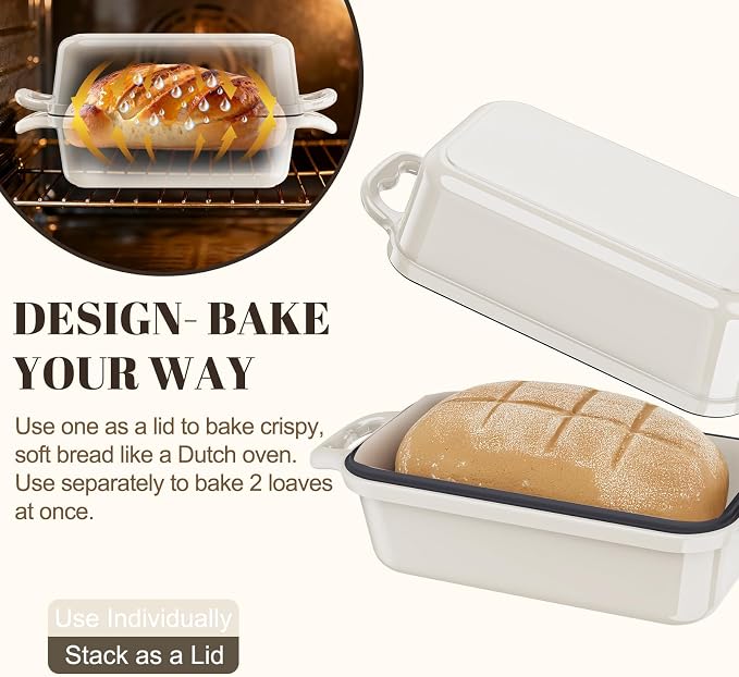 Enameled Cast Iron Sourdough Bread Dutch Oven, Cast Iron Loaf Bread Pan - Image 6