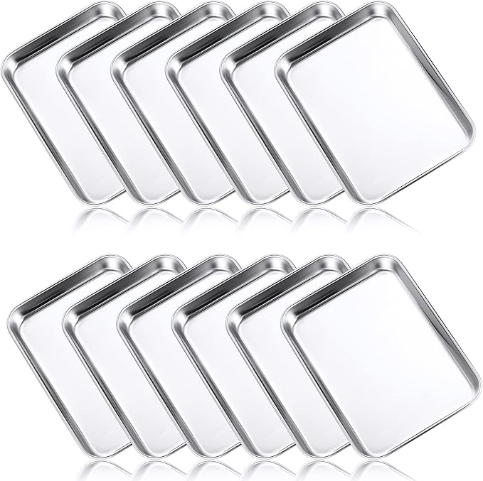 Mimorou 12 Pcs Baking Sheet Stainless Steel Cookie Small Metal Sheet Pans by Mimorou