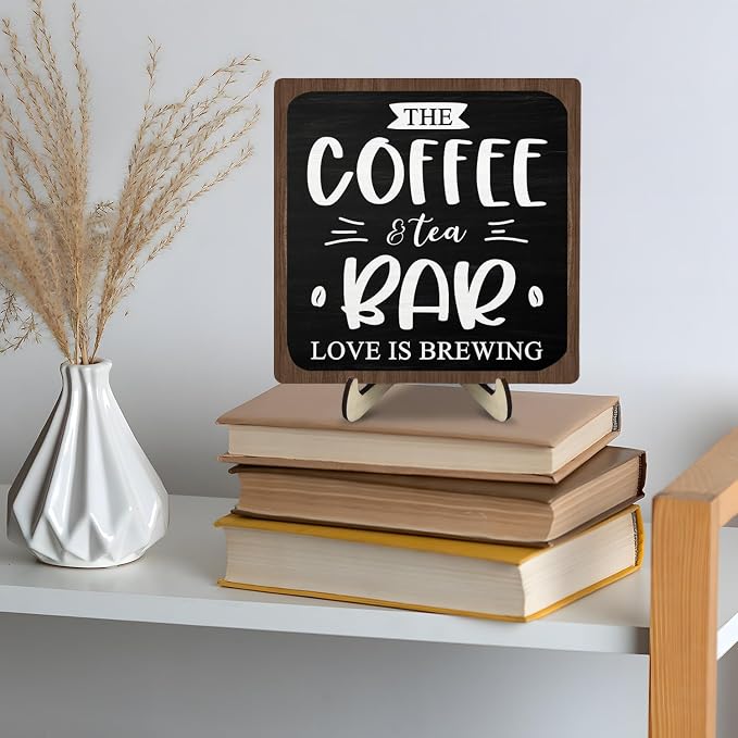 Coffee Bar Decor Sign, Rustic Wooden Plaque - Image 8