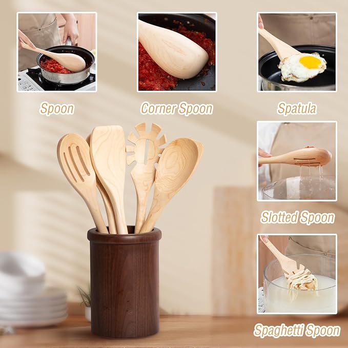 2PCS Wooden Cooking Spoons, 14 Inch Maple Wooden Spoons - Image 6