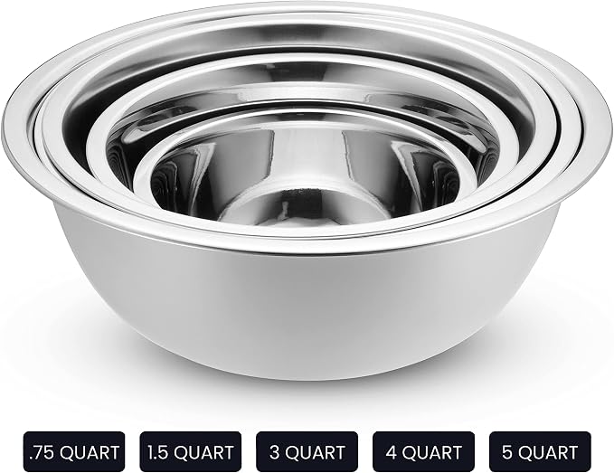 WHYSKO Stainless Steel Mixing Bowl Set, 10 Piece Stainless Steel Mixing Bowls - Image 5