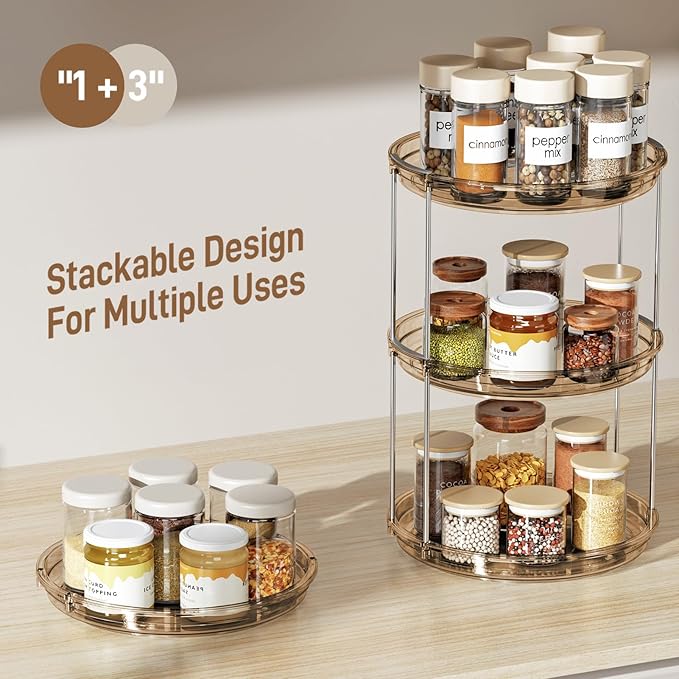 LAMU 2 Tier Lazy Susan Turntable Organizer 9.25'' Rotating Spice Rack - Image 6