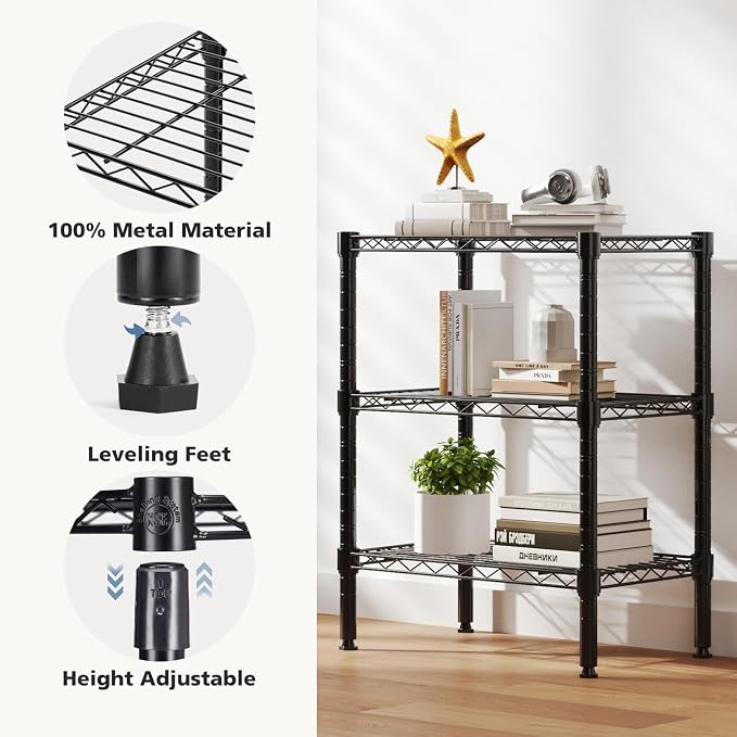DUMOS 3-Tier Metal Wire Storage Shelves, Adjustable Standing Storage Rack Shelf - Image 4