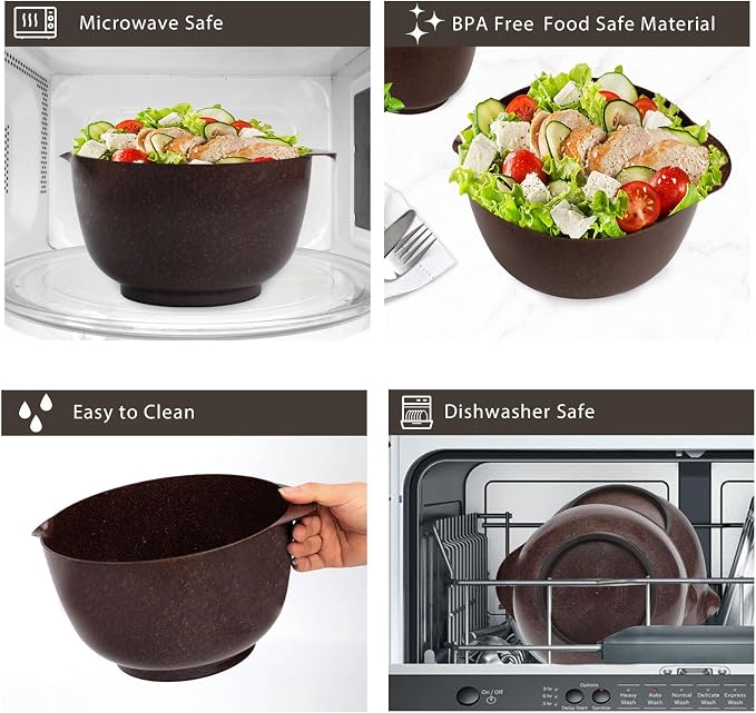 BoxedHome 4 Quart Large Plastic Mixing Bowls, Microwave Safe Mixing Bowl Set - Image 5
