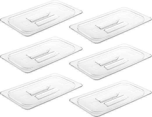 CURTA 6 Pack NSF Food Pan Cover, 1/3 Size Clear Polycarbonate Lid by CURTA