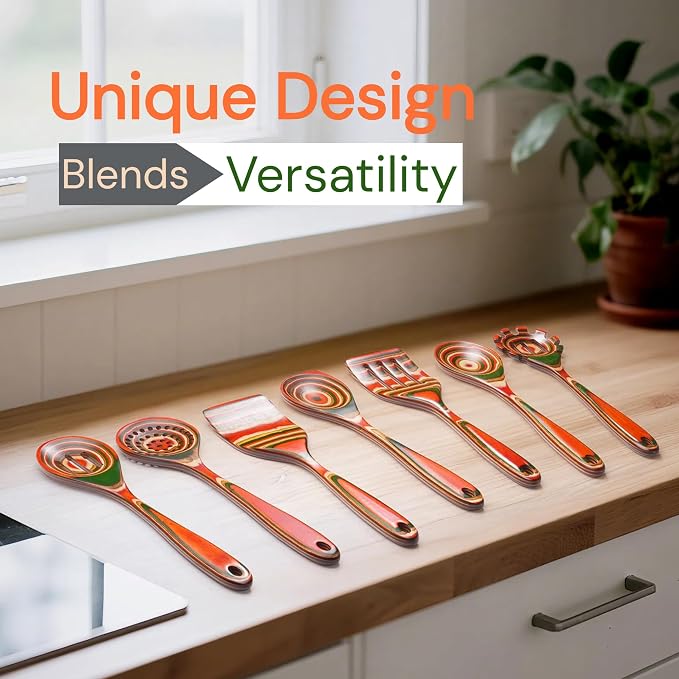 7-Pcs Kitchen Utensils Set –Pakkawood Wooden Spoons - Image 6