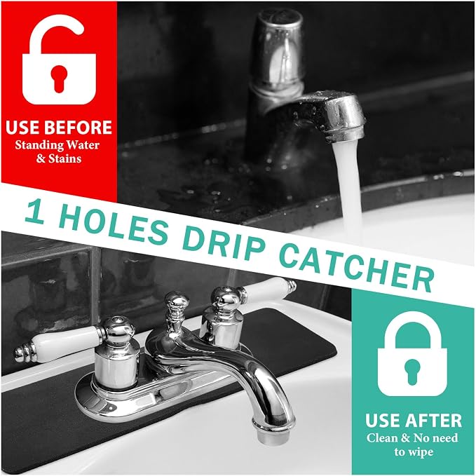 Tioncy 2 Pcs Faucet Mat Sink Splash Guard Oval-hole Oval Splash Pad - Image 4