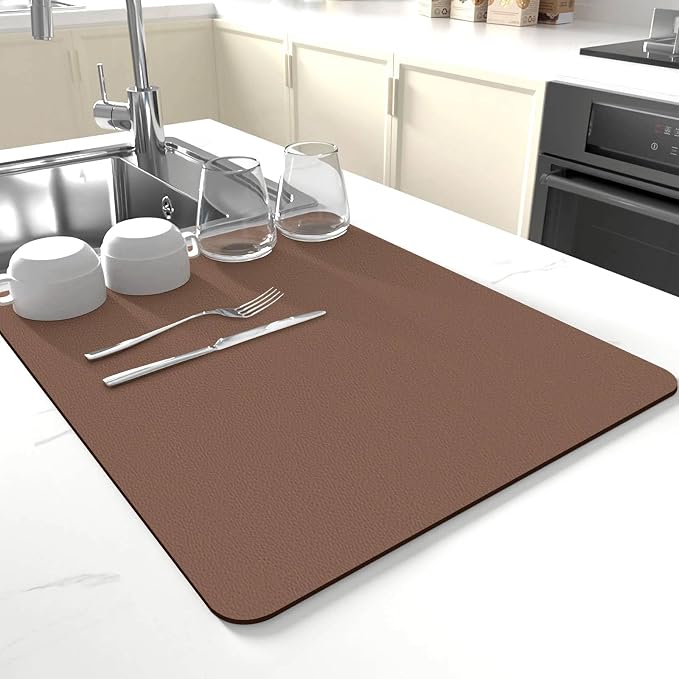 Dish Drying Mat for Kitchen Counter, Drying Mat for Dish Rack, Absorbent Hide by JuSiyley