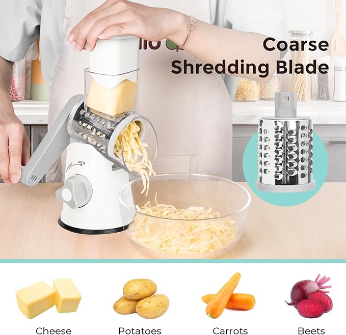 X Home Rotary Cheese Grater for Kitchen, Shredder - Image 3