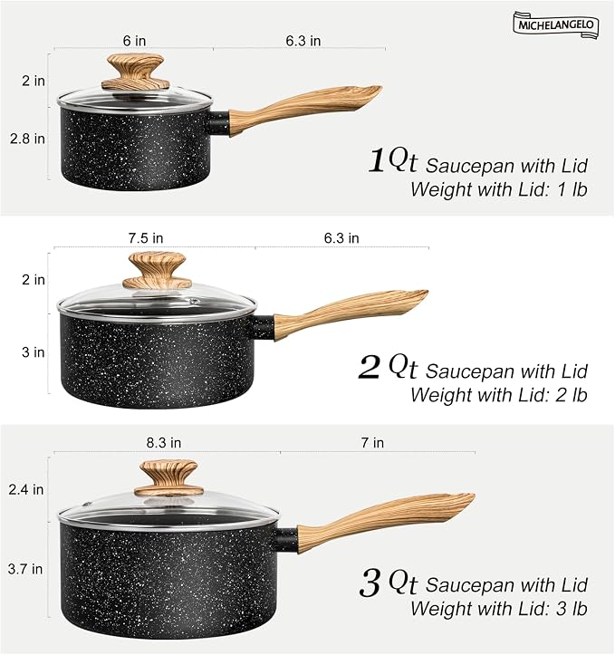 MICHELANGELO Saucepan Set, Nonstick Sauce Pans - Image 7
