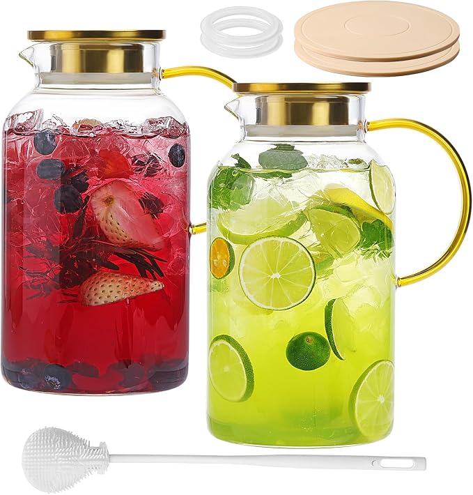 2 Pack 2 Liter/68oz Glass Pitchers by Moretoes