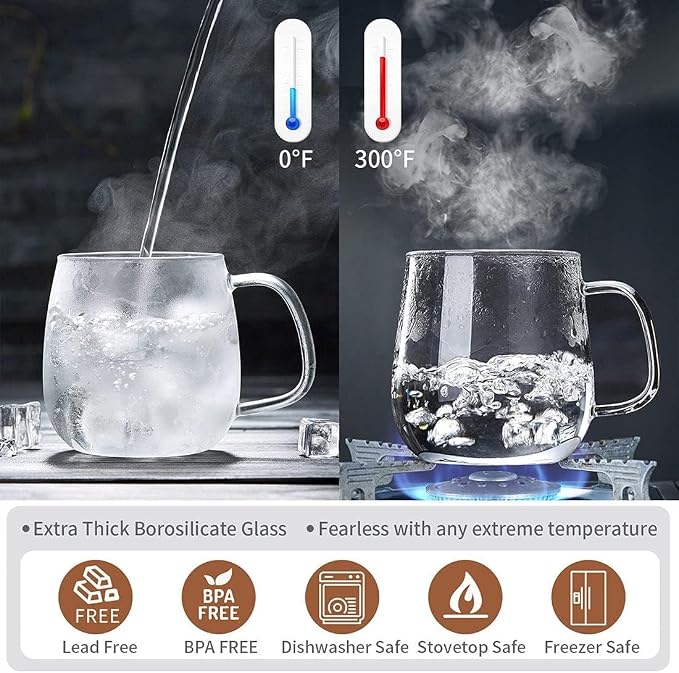 DOPUDO Glass Teacups 2 Pack Glass Tea Cup - Image 5