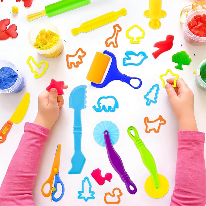 Dough Tools for Kids, 47-Piece Kids Clay and Dough Tool Kit– Includes Roller - Image 5
