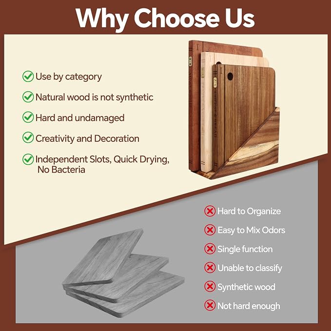 Book Cutting Board Set with Separated Stand, 3 Piece Wood Cutting Boards That - Image 6