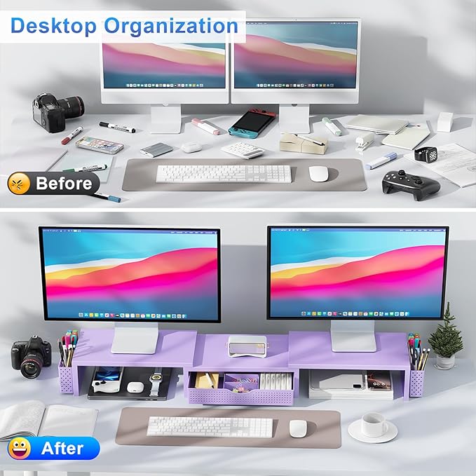 gianotter Dual Monitor Stand Riser, Desk Organizer - Image 2
