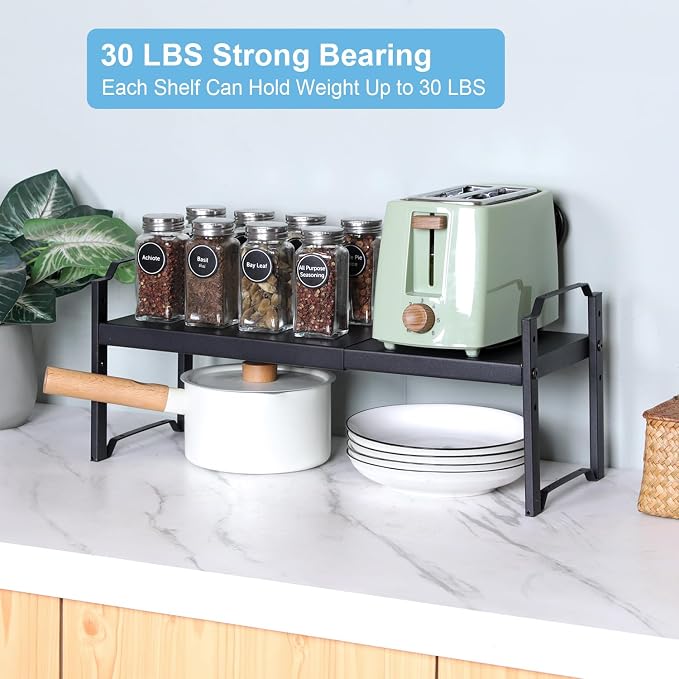 1 Pack Expandable Cabinet Countertop Shelves, Stackable Shelves Organizers - Image 4