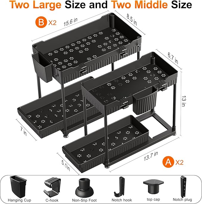 Sevenblue 4 Pack Under Sink Organizer, Bathroom Organizers and Storage - Image 6