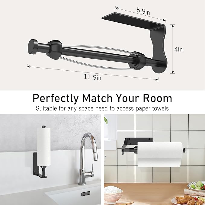 SetSail Paper Towel Holder, Single Hand Operable Paper Towel Holder Under - Image 4