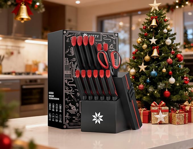 Knife Set - 15 PCS Kitchen Knife Set - Stainless Steel Knife Block Set - - Image 6