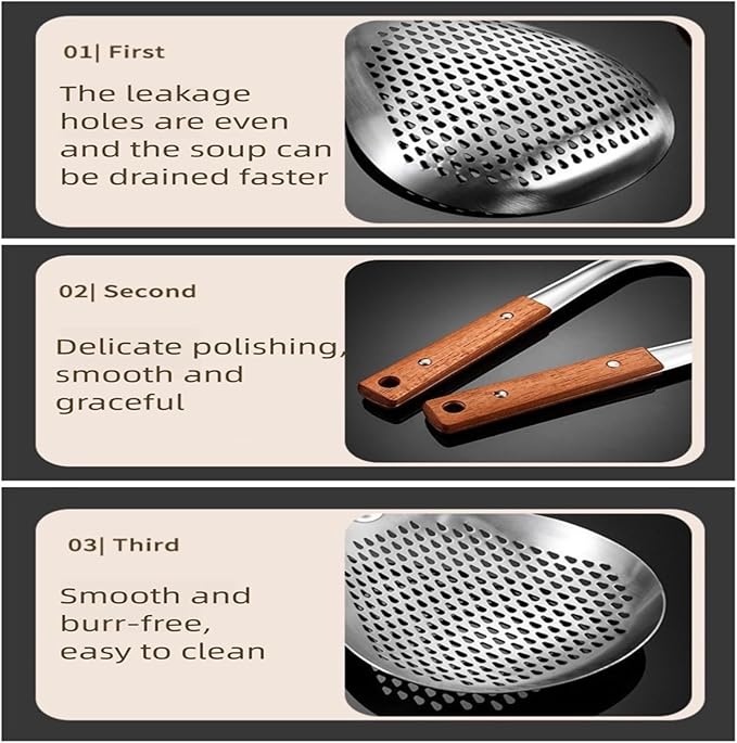 Spider Strainer Colander with Wood Handle, Solid Stainless Steel Kitchen Utensil - Image 6