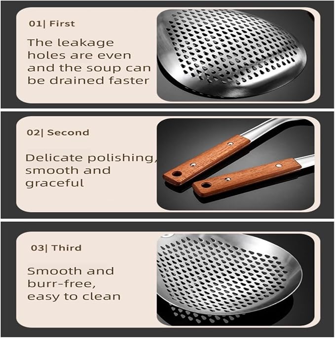 Stainless Steel Colander Strainer Pasta Food Noodle Grease Drain Fine Mesh - Image 4