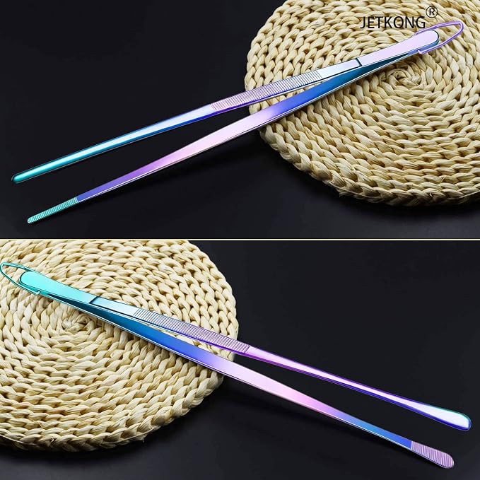 JETKONG 2 Pcs 12-Inch Culinary Tweezers Food Tweezers Kitchen Tweezer Tongs - Image 6