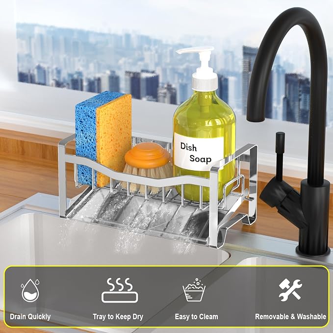 Maifan Stainless Steel Kitchen Sink Caddy Organizer - Image 3