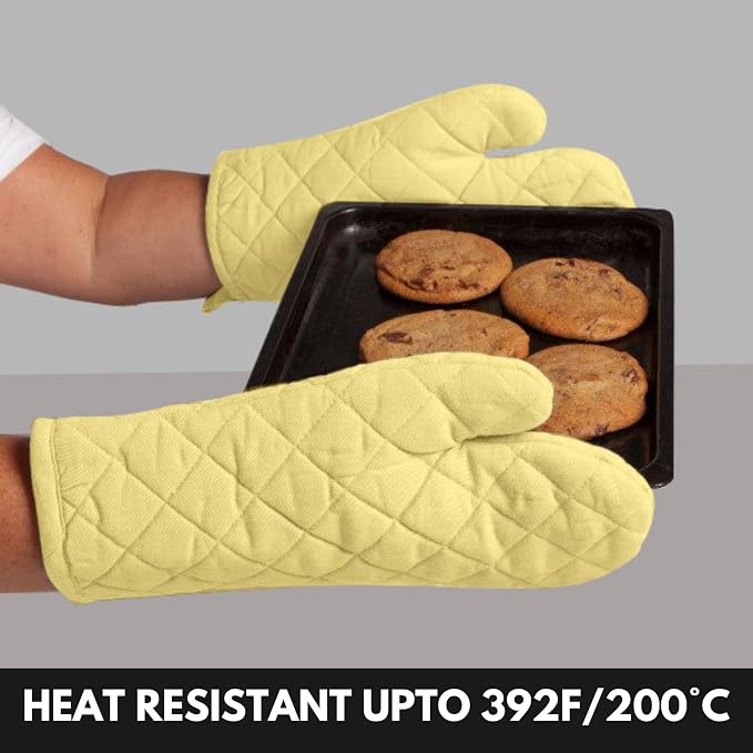 Oven Mitt & Pot Holder 100% Cotton Set of Heat Resistant Oven Gloves & Hot Pads - Image 4