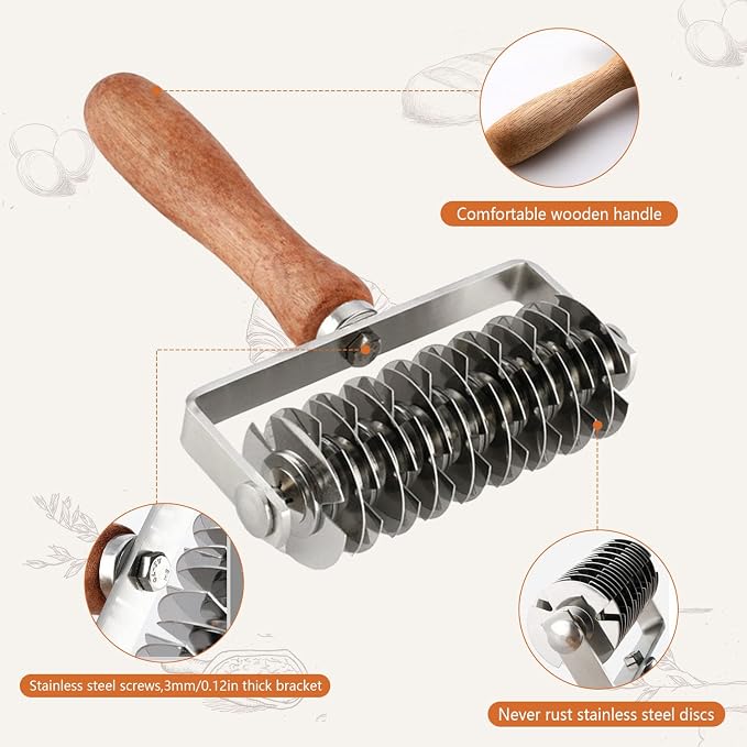 Stainless Steel Dough Lattice Top Cookie Pie Pizza Bread Pastry Crust Roller - Image 2