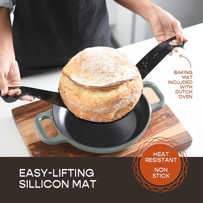 Enameled Cast Iron Dutch Oven for Sourdough Bread Baking | 6 Quart Oval Pot - Image 2