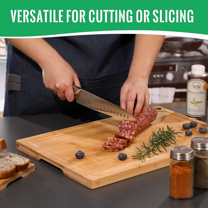 Hiware Bamboo Cutting Board for Kitchen, Heavy Duty Wood Cutting Board - Image 6