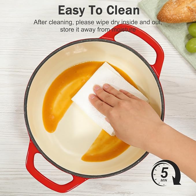 6 QT Enameled Cast Iron Dutch Oven - Image 6