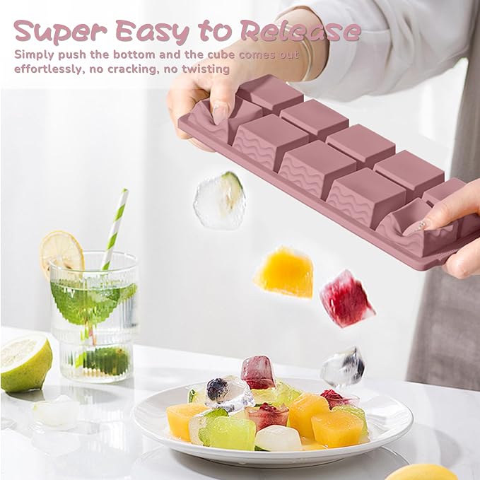 Doasuwish Ice Cube Trays with Lid, 3 Pack 10 Cubes 2 Tbsp. Silicone Ice Cube - Image 4
