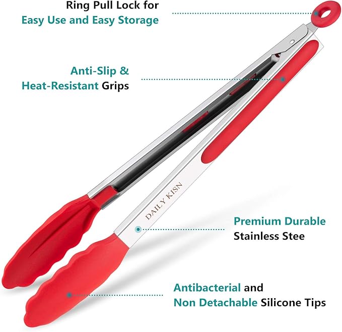 Kitchen Tongs Set of 3, Cooking Tongs - Image 4