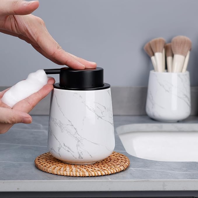 Bosilunlife Ceramic Foaming Soap Dispenser - 12 oz Marble Foam Hand Wash - Image 7