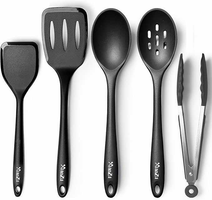 Silicone Cooking Utensils Set, Heat Resistant and large Non Stick Spatulas & by XiaoZuHomeKitchen