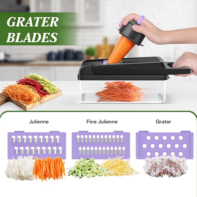 HomeHacks Vegetable Chopper Vegetable Cutter, 12 in 1 Kitchen Gadget, Onion - Image 3