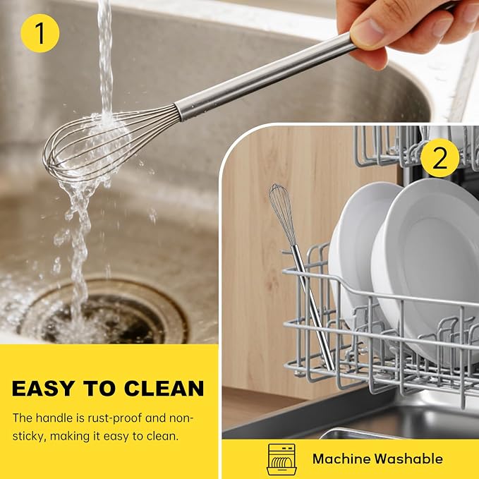 NileHome Mini Whisks Stainless Steel Whisk 11" Kitchen Small Wisk Balloon Wire - Image 7