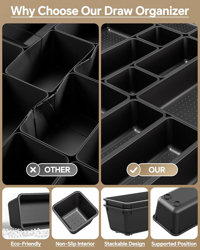 KEMETHY 25 PCS Plastic Drawer Organizers Set, 4 Sizes Vanity Organizer - Image 5