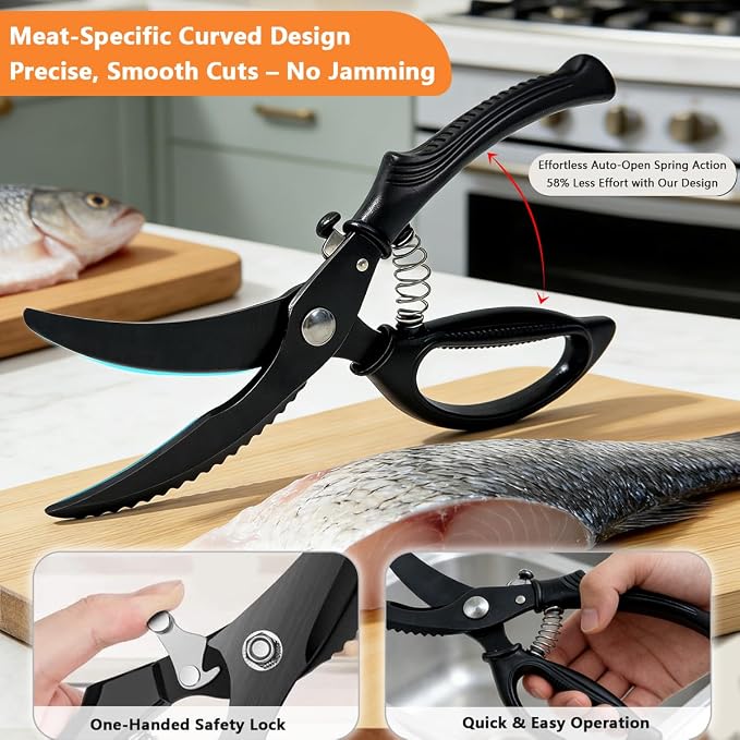 Kitchen Poultry Shears Heavy Duty, Stainless Steel Kitchen Meat Cutting Scissors - Image 3