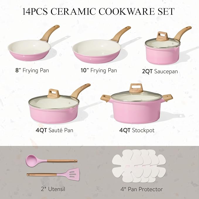 CAROTE Ceramic Cookware Set, Pot and Pan Set - Image 2