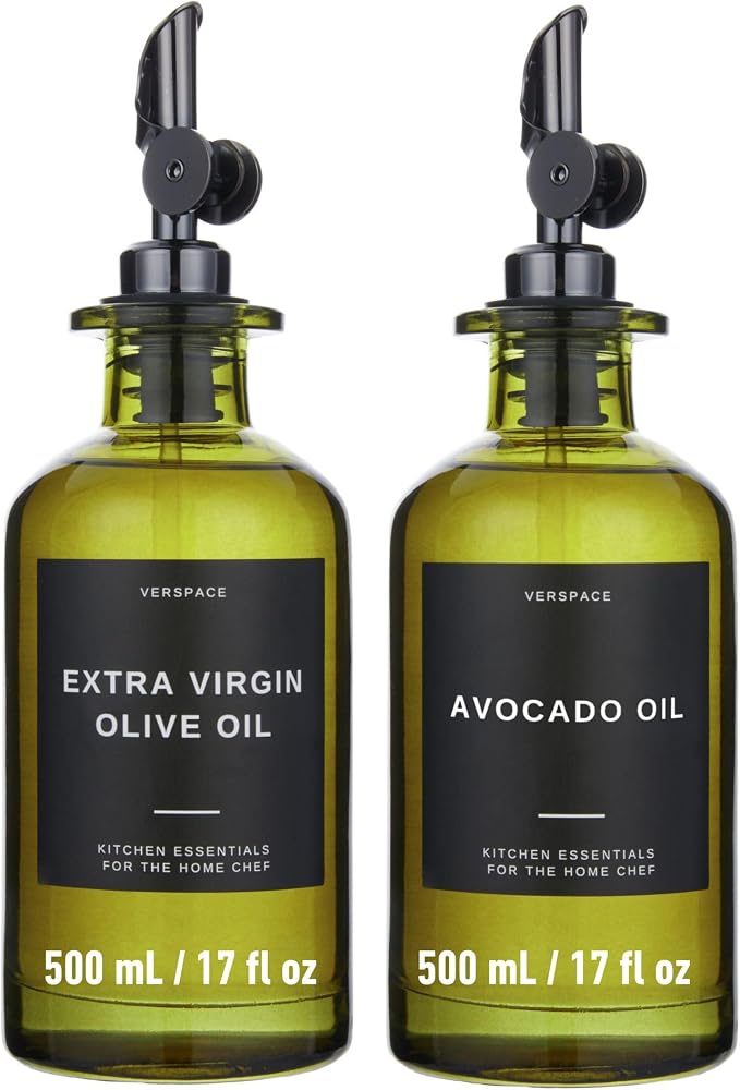 Verspace UV-Protected Green Glass Olive Oil Dispenser Bottles by Verspace