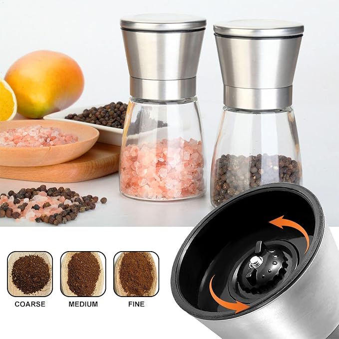Gulex® Salt and Pepper Grinder Set Pepper Mill, Sea Salt Shaker Refillable - Image 4