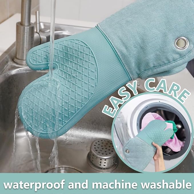 Professional Microwave Silicone Oven Mitts one Pair, Kitchen Mitten Set - Image 8