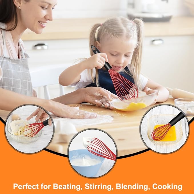 HOTEC 4 Pieces Silicone Whisks Set, Wire Balloon Whisks Egg Beater, Non-slip - Image 3