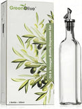 GREENOLIVE Olive Oil Dispenser Bottle - 17 oz. Clear Glass Bottle - Ideal by GREENOLIVE
